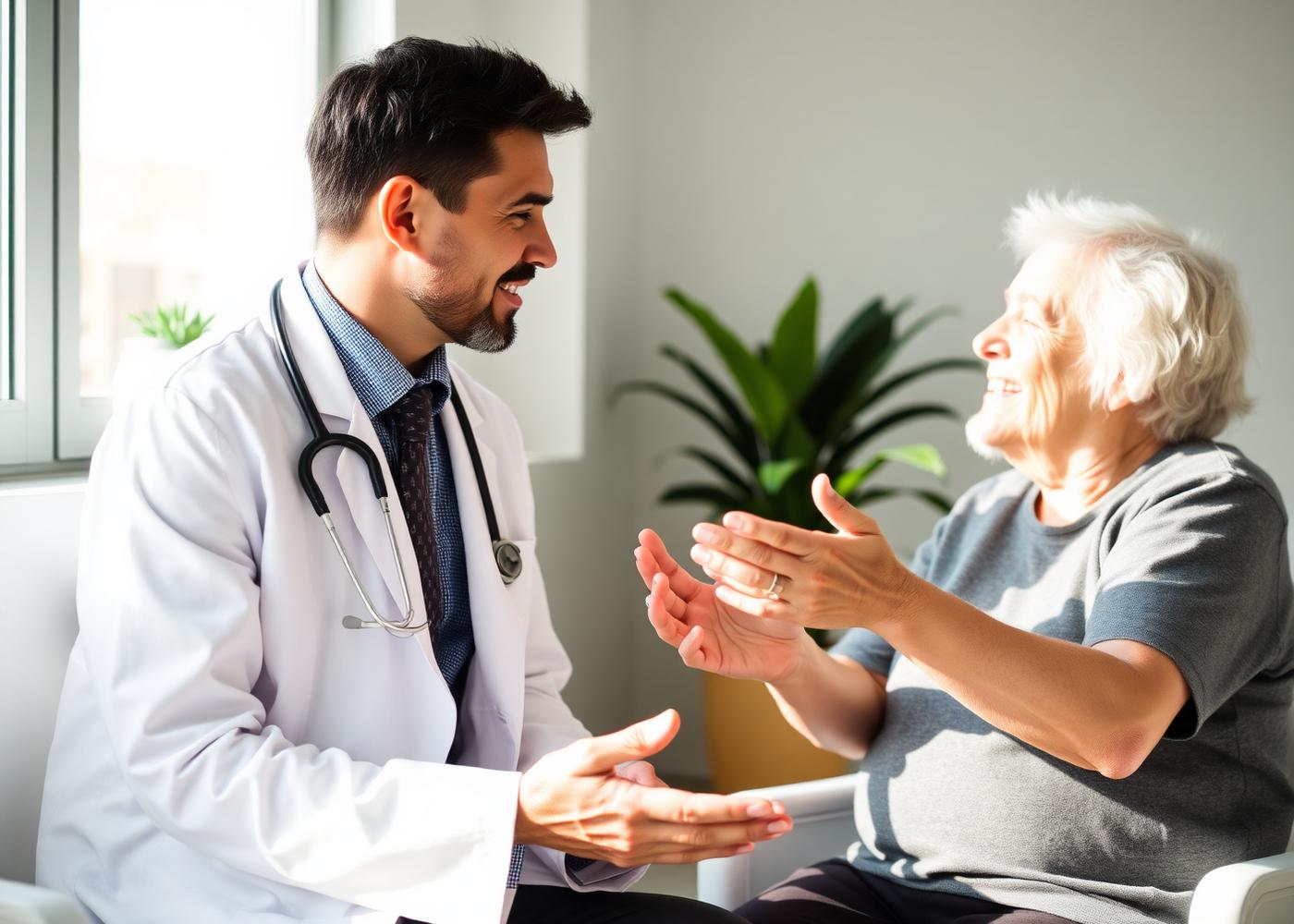 A doctor discussing care with a patient